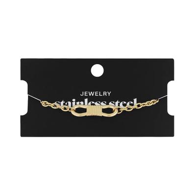 Charm-Armband ADELIA´S "Armband Charmarmband aus Edelstahl, 17,5 cm, mit Kettendetail", gold (goldfarben), Armbänder, Damen, yehwang_17,5, Edelstahl, Charm-Armband, Trendig mit markantem Kettendetail