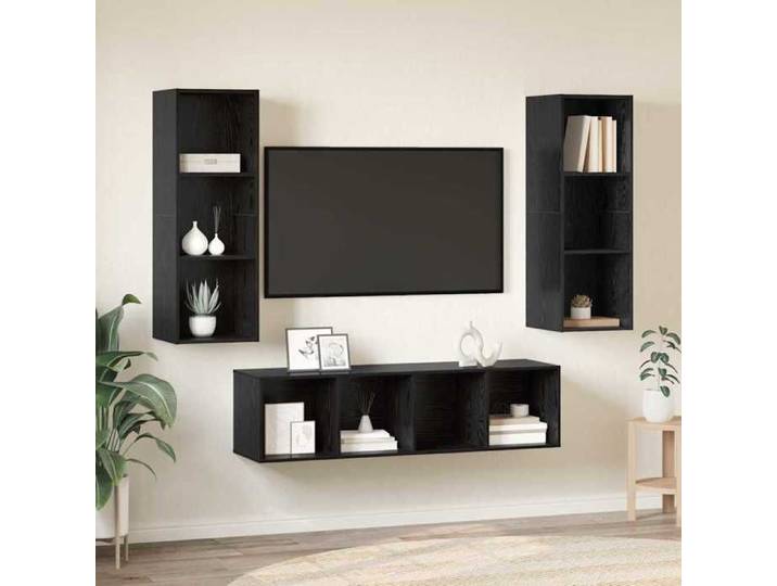 Cabinets TV de salon (Lot de 3) - VIDAXL - unité de télévision - Chêne noir Bois d'ingénierie(3 parcel) T7498