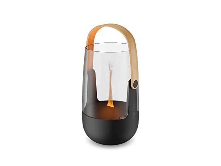 Stadler Form diffuseur d’arômes et Lanterne Sophie\, sans Fil Huiles essentielles\, pour l’intérieur et l’extérieur\, effet de flamme\, jusqu’à 11 h d’autonomie\, noir avec poignée en bambou
