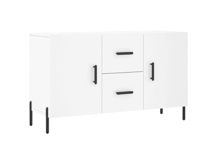 Fisinber Sideboard Weiß 100x36x60 cm Holzwerkstoff Anrichte Kommode Modernes Beistellregal mit Türen und Metallbeinen für Wohnzimmer, Flur und Schlafzimmer, schützt vor Staub.
