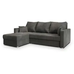 ECKSOFA NIDA Grau Geflochtener Stoff mit Schlaffunktion