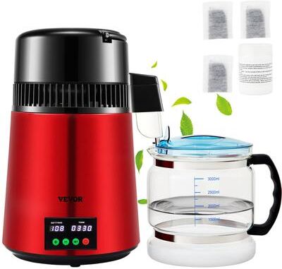 VEVOR 1.1Gal Water Distiller 0.3Gal/H Distilled Water Maker Machine 750W 0-99H Timing Dual Temp Display Stainless Steel