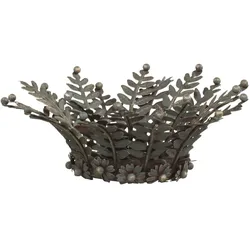 Chic Antique Kerzentablett mit Blättern, H8/Ø19 cm, antik messing