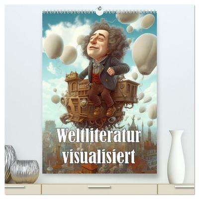 Weltliteratur visualisiert (hochwertiger Premium Wandkalender 2026 DIN A2 hoch), Kunstdruck in Hochglanz