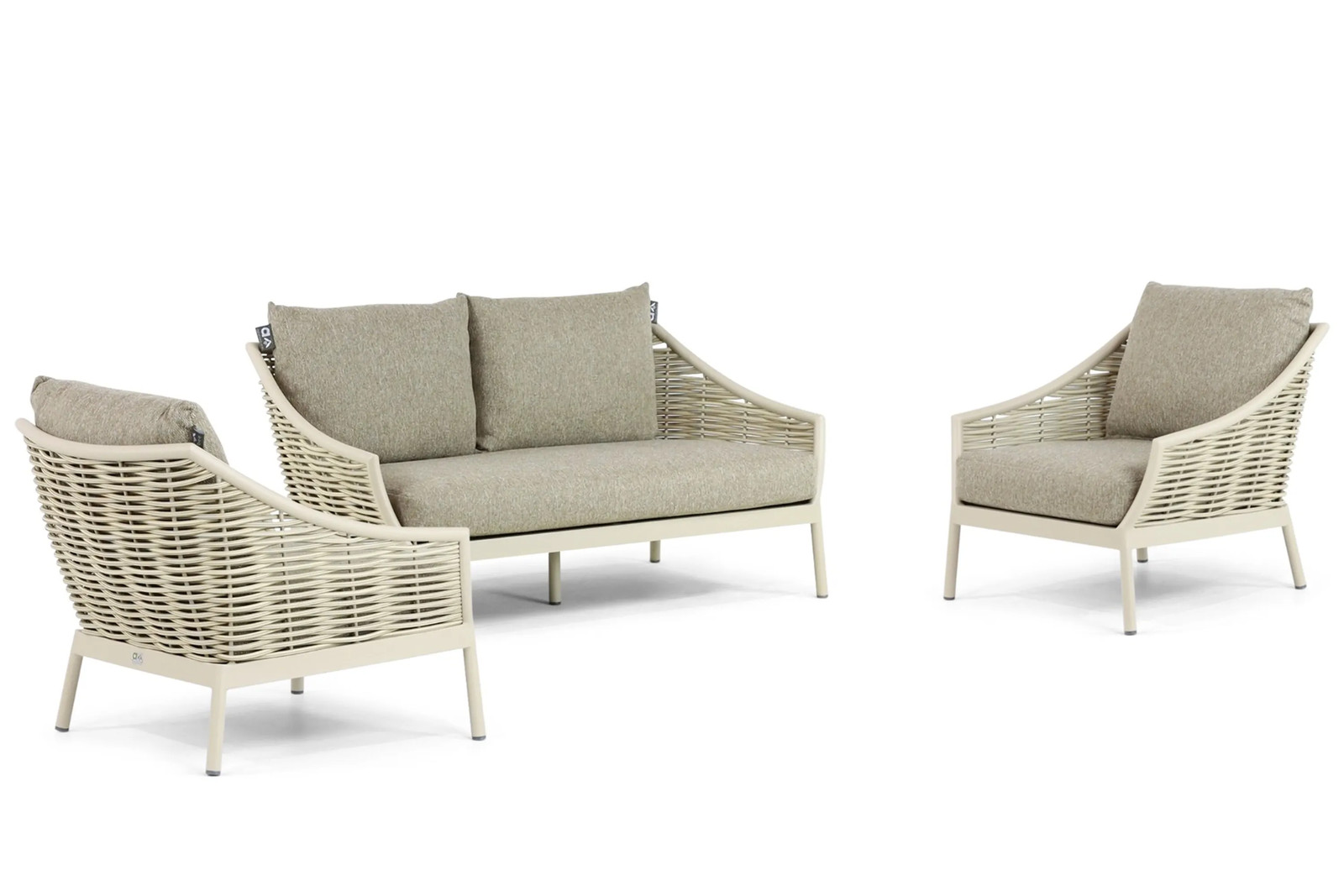Apple Bee Milou 3-delige loungeset met beige kussens en aluminium frame