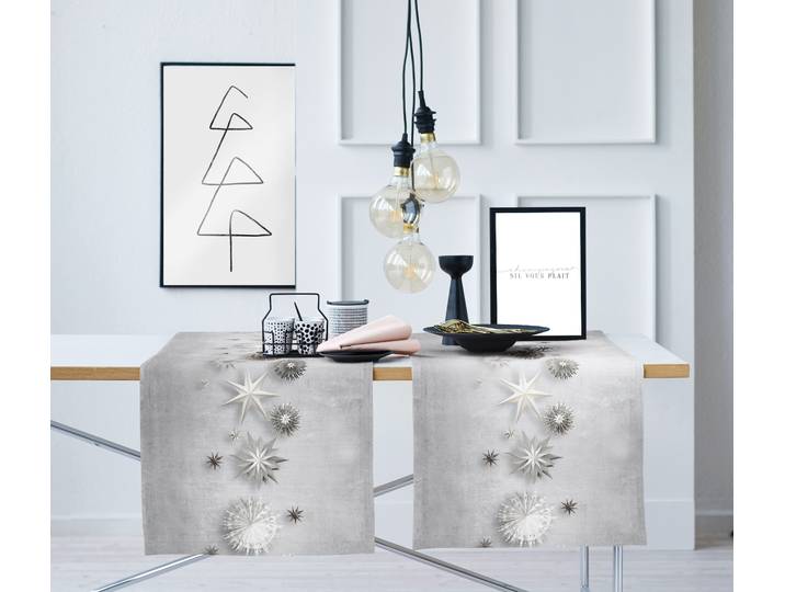 Chemin de table X-Mas Glam type C 48 x 0 x 140cm Gris/Gris