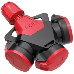 3-Wegekupplung TopTaurus2 Vollgummi mit Klappdeckel nat LED IP54 rot