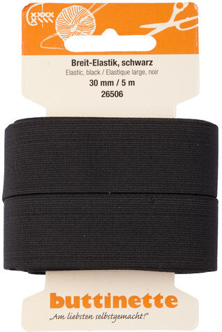 buttinette Gummiband "Breit-Elastik", schwarz, Breite: 30 mm, Länge: 5 m