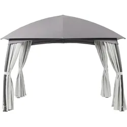 Leco Garten-Pavillon "Milena" mit Seitenvorhängen,grau,330 x 330 x 268 cm (L x B x H)