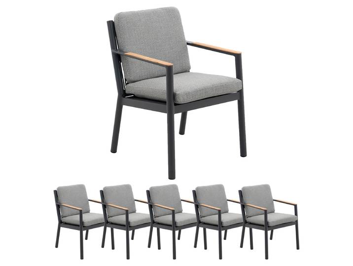 Lola 6x Monaco Sessel mit Teak-Armlehnen / Aluminium Graphite/
