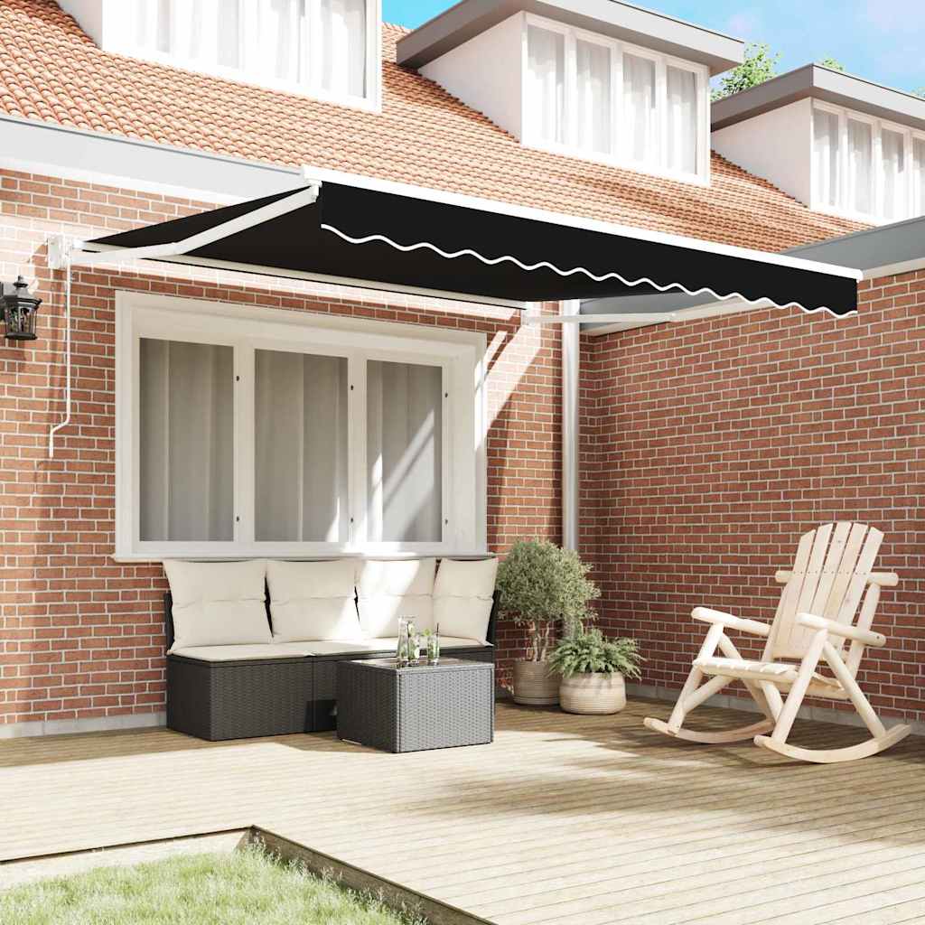 vidaXL Auvent rétractable Noir 350 x 250 cm Polyester et métal