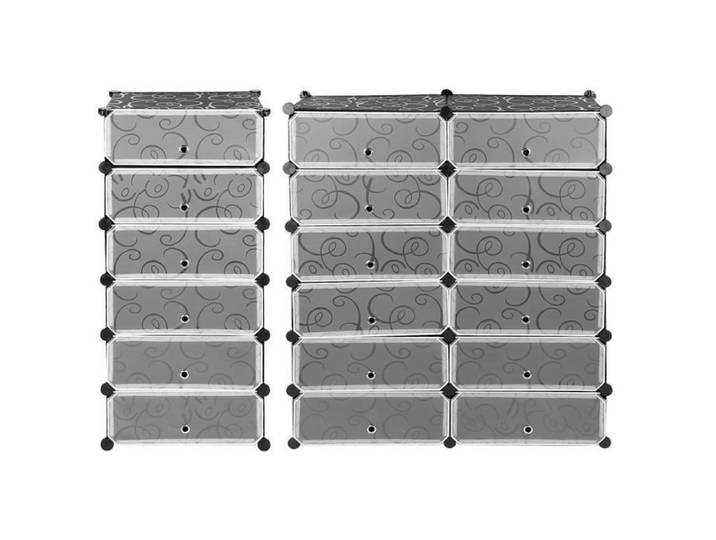 Meuble à chaussures - HUOLE - 18 Grilles - Facile à installer - Grande capacité - Design contemporain