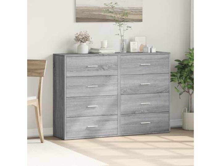KTHLBRH Sideboards 2 Stück Grau Sonoma 60 x 31 x 84 cm Holz mehrschichtig Robust und stabil, viel Platz für Zeitschriften und Bücher, glatte und leicht zu reinigende Oberfläche