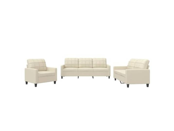 vidaXL 3-TLG. Sofagarnitur mit Kissen Creme Kunstleder