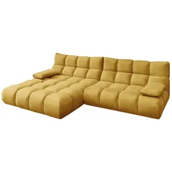 KAWOLA Sofa VIVIEN Ecksofa Velvet curry Longchair links