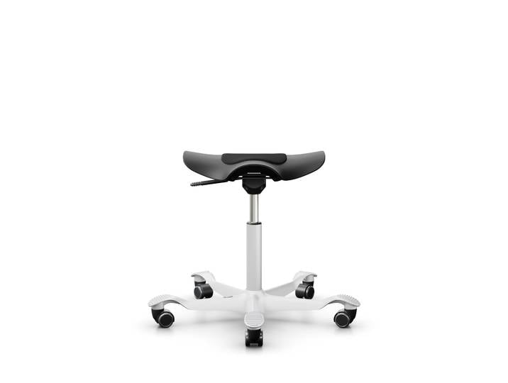 Sattelhocker HAG Capisco Puls 8001 Schwarz/Weiss, Hartbodenrollen, Dynamisches Sitzen - optimal für gesundes Sitzen