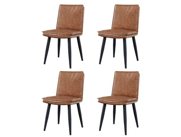 Lot de 4 Chaises de Salle à Manger en Similicuir Dossier Haut Design Chaises de Cuisine Rembourrées Pieds en Métal - Brun
