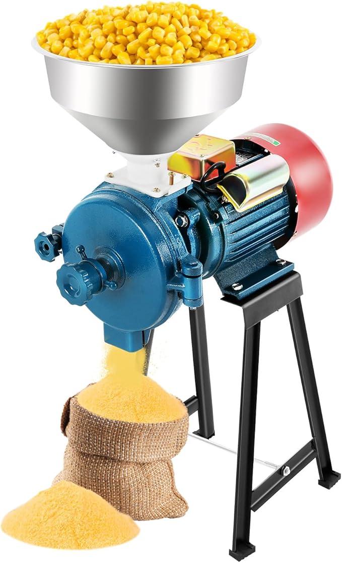 Elektrische Getreidemühle 2200W - Schrotmühle Kornmühle Schleifmaschine, 1400RPM, Trocken Kornmühle mit Trichter Getreidemühle Maschine Zerkleinerer für Reis, Mais, Korn