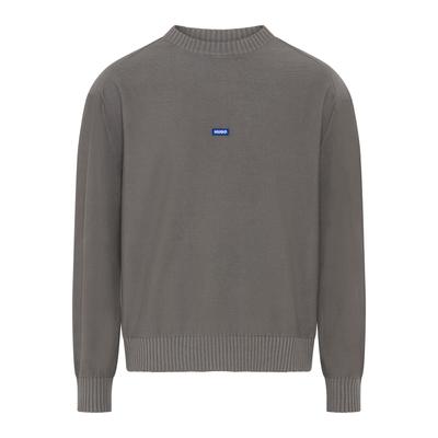 Strickpullover HUGO, Herren, Gr. M, light, pastel grau055, Strick, Obermaterial: 100% Baumwolle, relaxed fit normal, Rundhals, Bündchen, Pullover Strickpullover, Relaxed Fit, Rundhalsausschnitt, softe Strickqualität