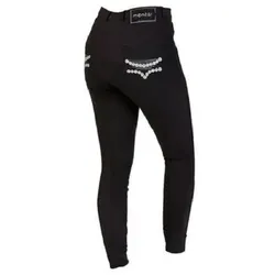 MONTAR Damen Vollbesatz Reithose DOTS, Schwarz mit Stickerei in silber, Größe: 42