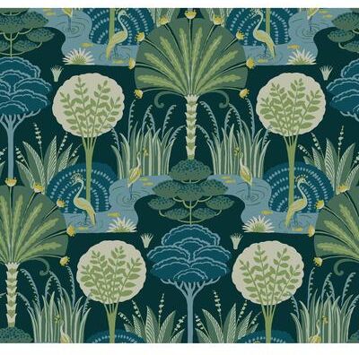 Scott Living Mandeville Teal Tropical Paradise Wallpaper