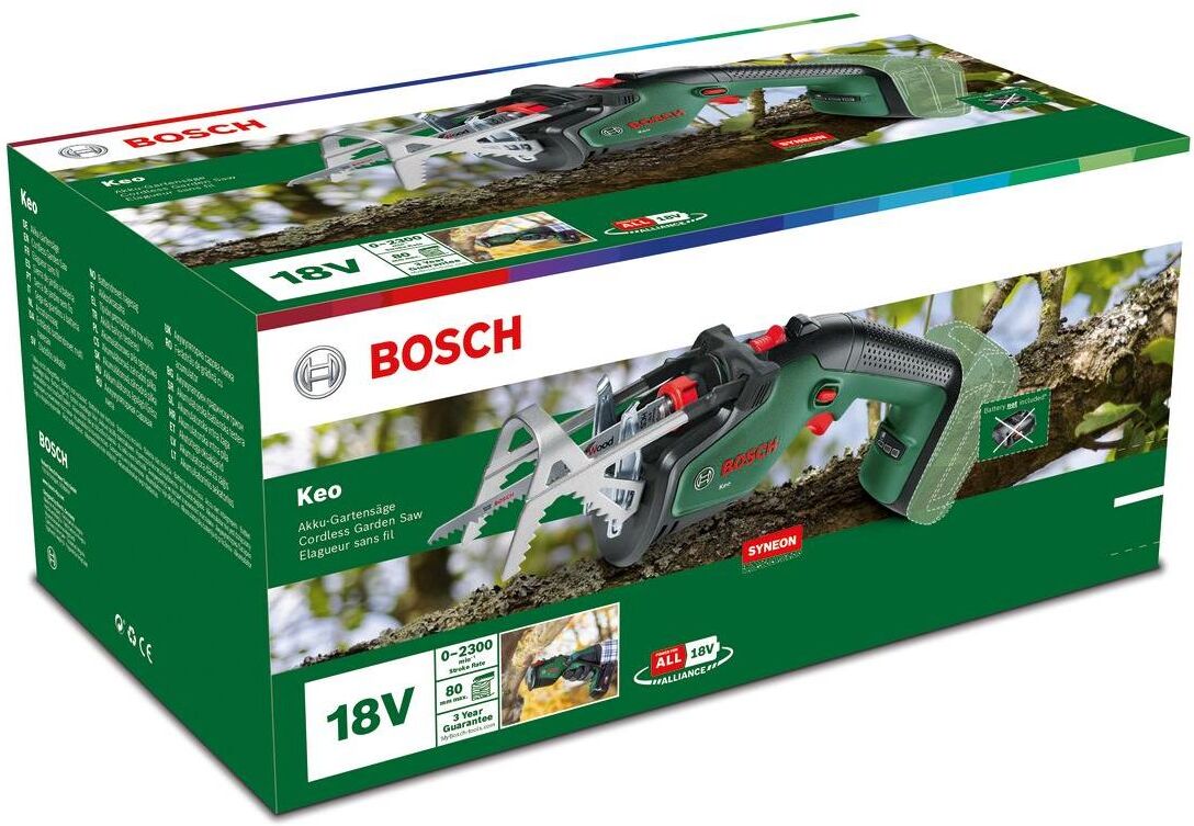 Gartensäge BOSCH "Keo 18 LI", grün, B:6,3cm H:13,8cm L:28,5cm, Kunststoff, Handsägen, Gartensäge grün Einheitsgröße