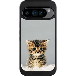 Nivocase Hülle für Google Pixel 9 Pro Handyhülle NIVOcore Case Schwarz Feder Haustier Katze (Google Pixel 9 Pro), Smartphone Hülle, Schwarz