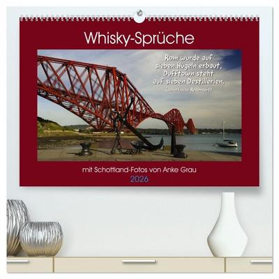 Whisky-Sprüche (hochwertiger Premium Wandkalender 2026 DIN A2 quer), Kunstdruck in Hochglanz
