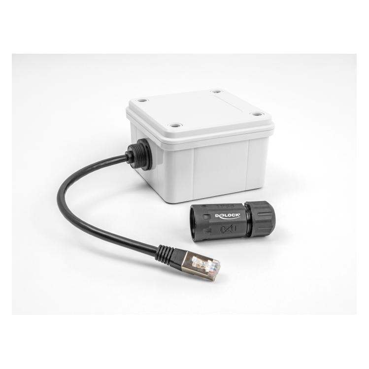 Delock Kabel RJ45 Stecker zu RJ45 Buchse Cat.6A zum Einbau m (U/FTP, CAT6a, 0.25 m) (88147)