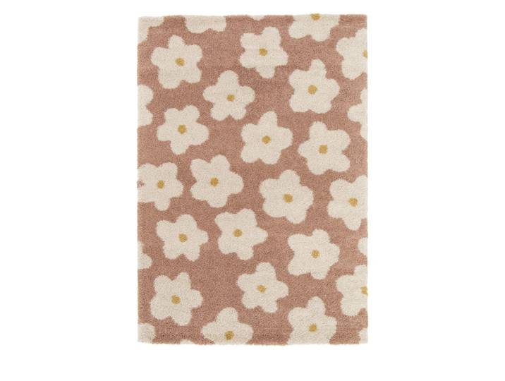 Tapis contemporain à motif floral - 160x230cm vieux rose polypropylène