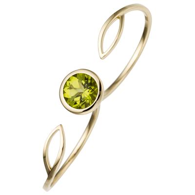 Goldring JOBO "Ring Zweifingerring" Gr. 58, grün, Fingerringe, Damen, 58, Gelbgold 585, Goldring, 585 Gold mit Peridot