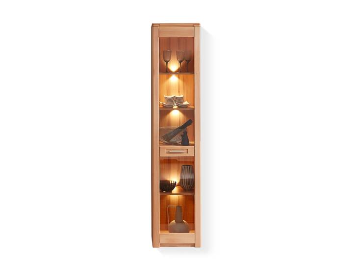 NESTOR ONE Vitrine schmal, Material Teilmassiv, Kernbuche