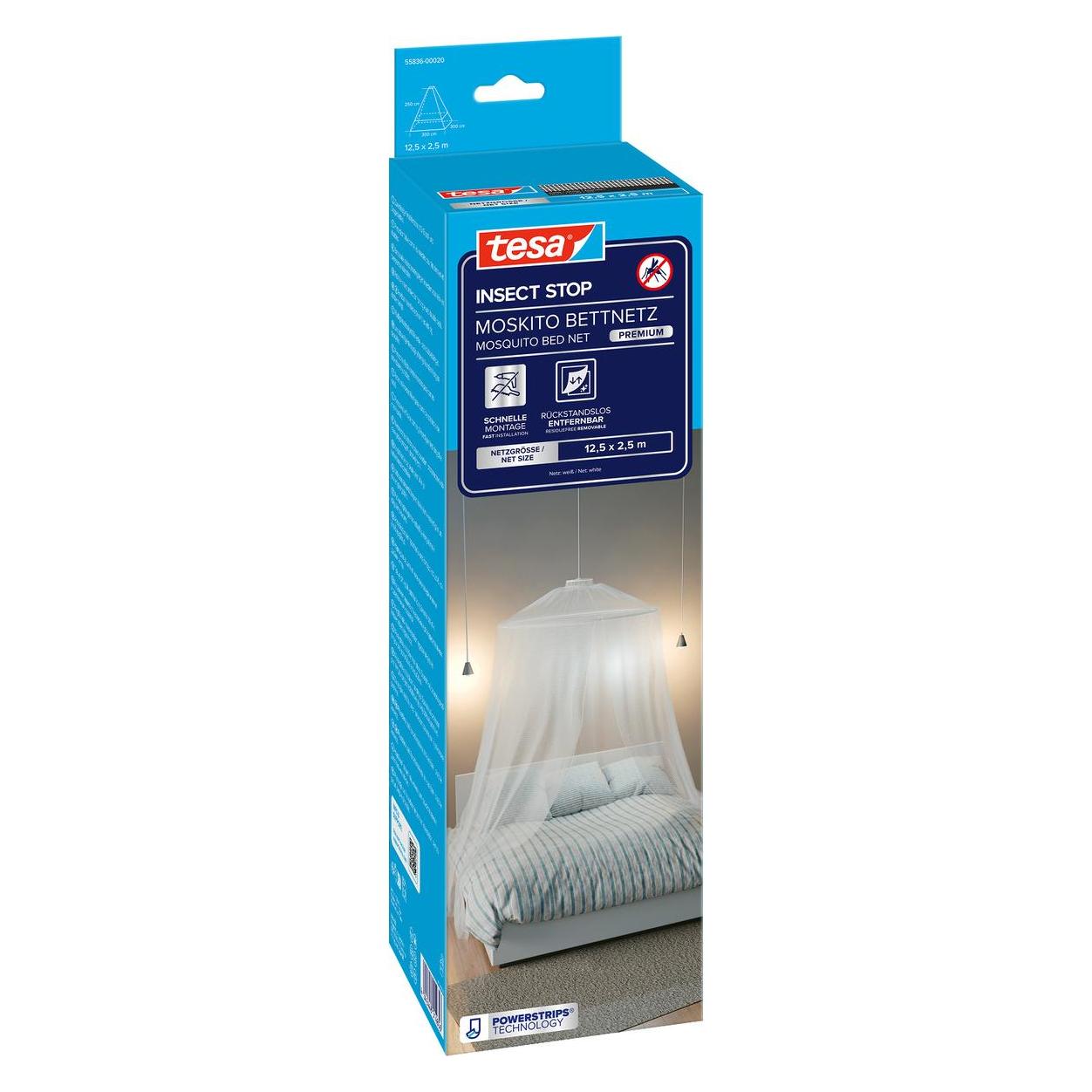 tesa Insektenschutz COMFORT, Moskitonetz für Doppelbetten (1250 x 250 cm) (55836-00020-00)
