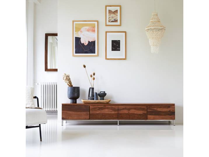 TV Möbel Palisander 205cm Wohnzimmer Hifi Sideboard TV Rack Fernsehschrank Nova - Dunkelbraun - sheesham