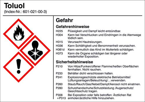 SafetyMarking 21.B1200.20 Gefahrstoffetikett G020 Toluol Folie selbstklebend (B x H) 105mm x 74mm 1St.