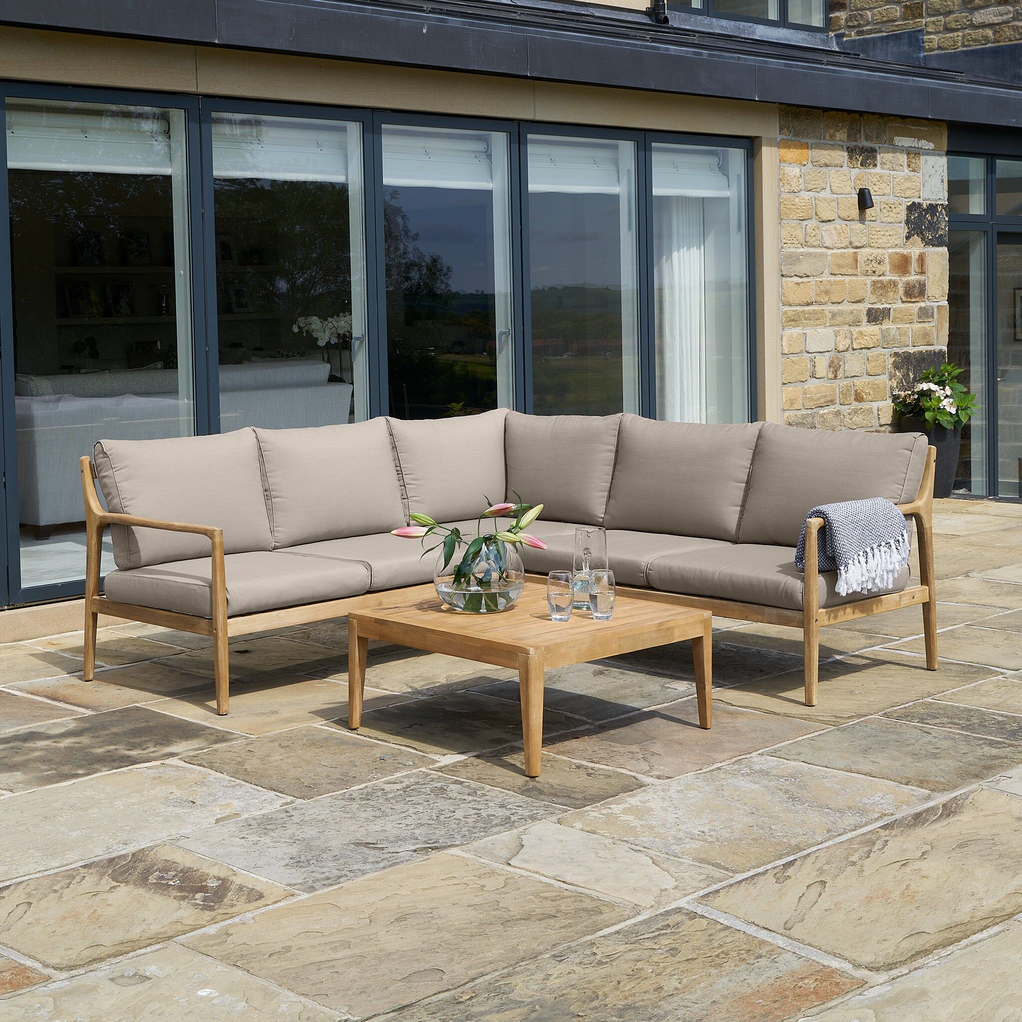 Pacific Lifestyle - Malta Lounge Corner Set in Natural Taupe