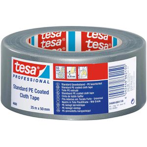 Tesa Gewebeband Professional 4688, PE Reparaturband, silber, 50mm x 25m