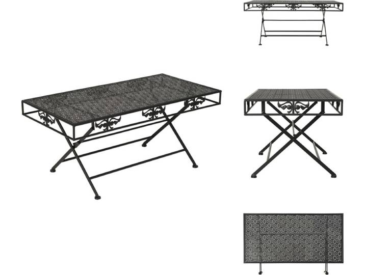 vidaXL - Salontafel - vintage - stijl - inklapbaar - 100x50x45 - cm - metaal - zwart