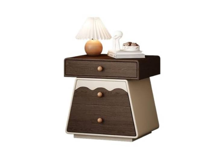YANG11FAN Vielseitig Cremefarbener Vintage-Nachttisch aus massivem Holz Kleiner Schubladenschrank for das Schlafzimmer zu Hause(XL)