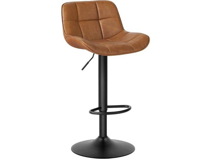 EUGAD Tabouret de Bar pivotante - Similicuir Vintage - pour Bistro Cuisine - Hauteur Réglable - Marron
