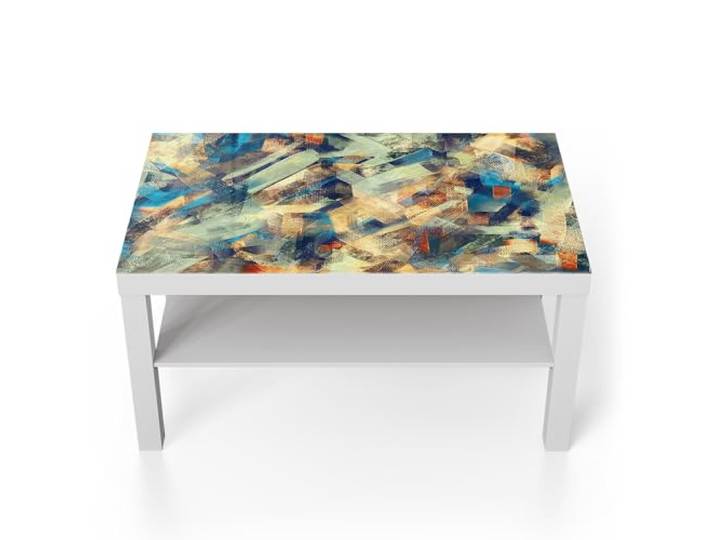 DEQORI Glastisch weiß groß 90x50 cm Motiv Kreative Wirbel ausgefallener Beistelltisch aus Glas Hochglanz Couchtisch fürs Wohnzimmer moderner Couch Tisch mit Design