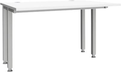 Schäfer Shop Genius Schreibtisch MODENA FLEX, 4-Fuß-Quadratrohr, verkürzte Seitenteile, B 1200 mm, weiß