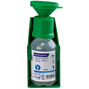 Detectaplast Augenspülung Saline, steril, 0,9% NaCl, Augenspülstation mit Wandhalterung, 100ml