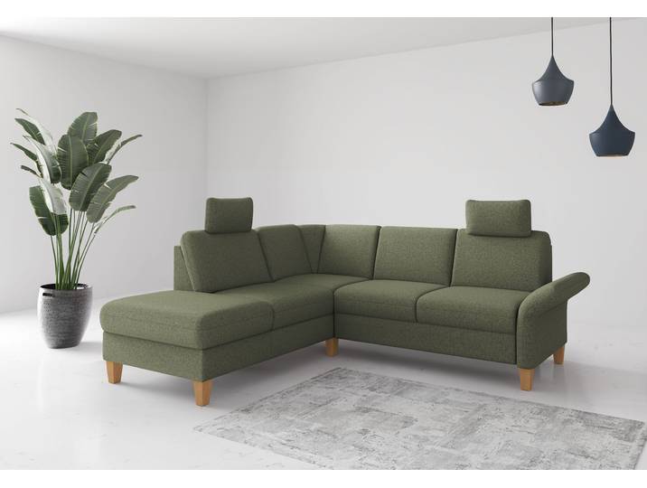 Ecksofa, Grün, 240x216 cm, Polyester, L-Form, Klassisch, Home-affaire