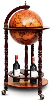 Costway 16th Century Wood Globe Wine Bar Stand