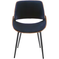 STUHL in Nussbaumoptik mit Sitzfläche aus Velours - Mannix
