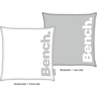 Dekokissen BENCH. "Bench", grau (grau, bedruckt), B:50cm L:50cm, Polyester, Dekokissen_Sitzkissen_Kissenhüllen, Kissenhülle mit Wendemotiv und Rundum-Paspel