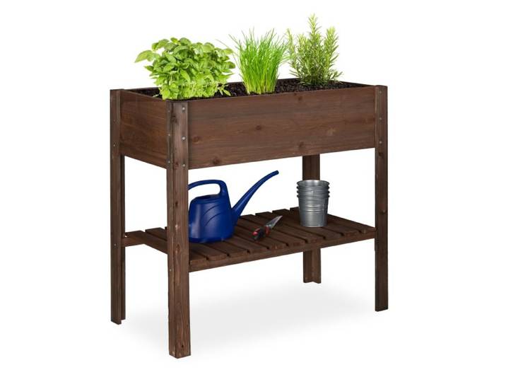 Relaxdays Hochbeet Holz dunkelbraun