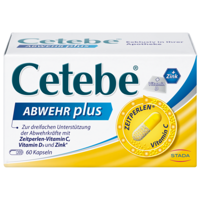 STADA Consumer Health Deutschland GmbH CETEBE ABWEHR plus Vitamin C+Vitamin D3+Zink Kaps. 39,2 g 02411150
