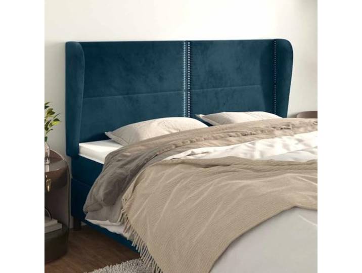 RJPLMFV Kopfteil, Samt, Dunkelblau, 203 cm Ohr-Design, höhenverstellbar, robuste Holzfüße, bequeme Rückenunterstützung